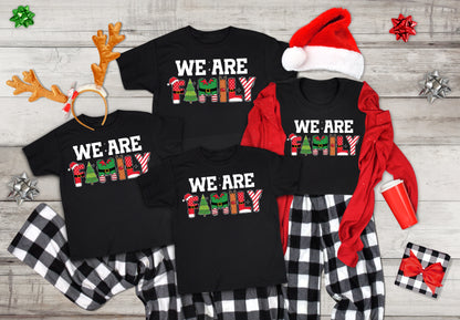 We Are Family - Matching Christmas T-Shirts - Black, Adult and Youth Sizes