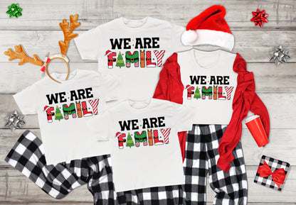 We Are Family - Matching Christmas T-Shirts - White, Adult and Youth Sizes