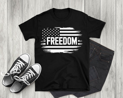 Patriotic Freedom Distressed American Flag, Adult Unisex Short Sleeve T-Shirt