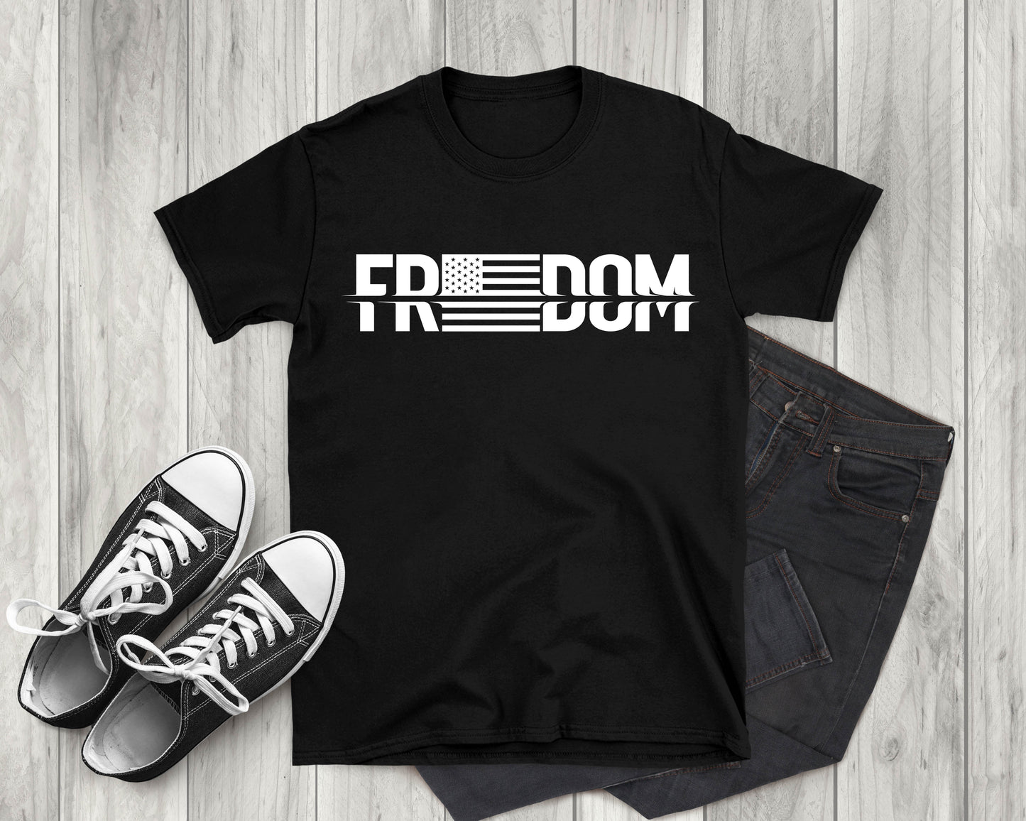 Freedom American Flag, Patriotic Adult Unisex Short Sleeve T-Shirt