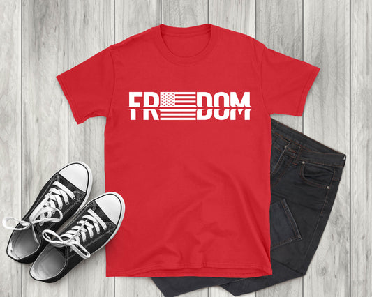 Freedom American Flag, Patriotic Adult Unisex Short Sleeve T-Shirt