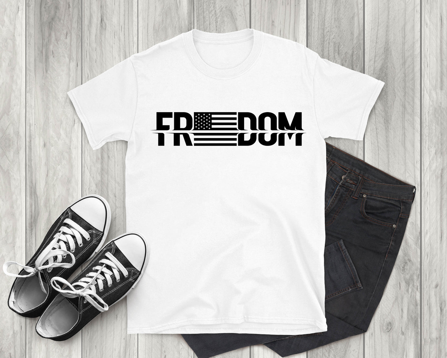 Freedom American Flag, Patriotic Adult Unisex Short Sleeve T-Shirt