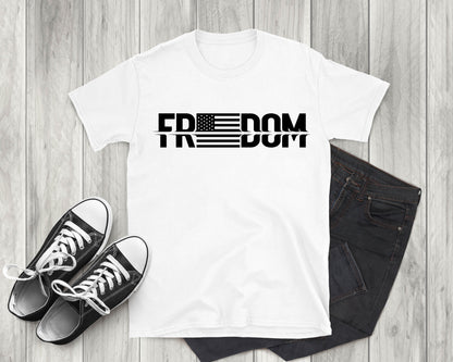 Freedom American Flag, Patriotic Adult Unisex Short Sleeve T-Shirt