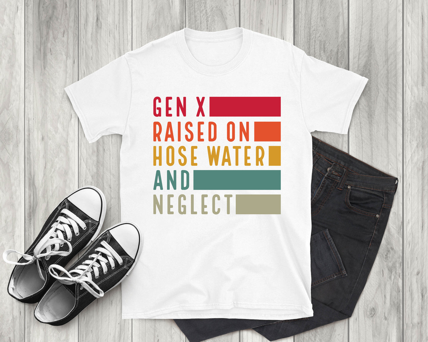 Gen X Raised on Hose Water and Neglect, Adult T-Shirt