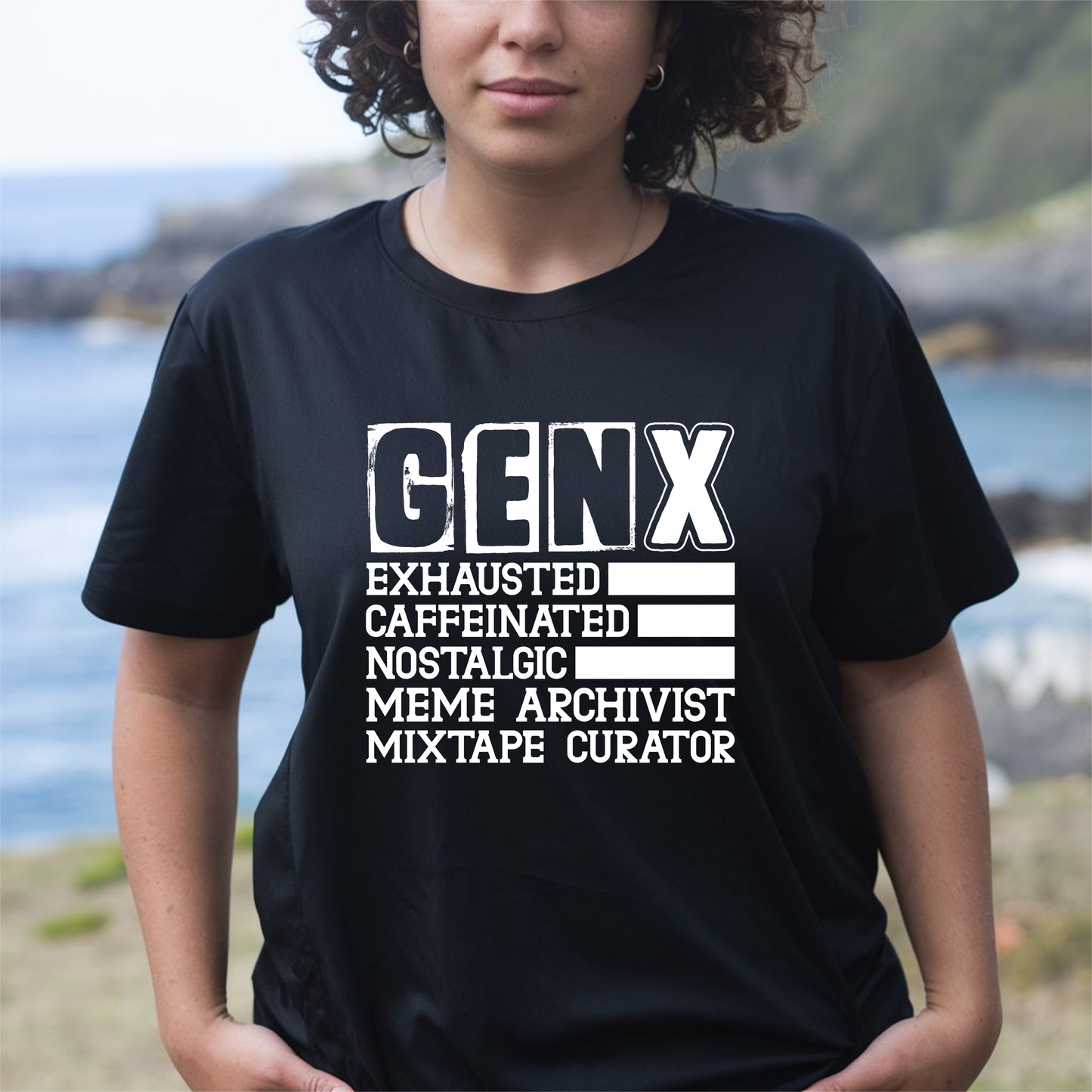 Gen X Nostalgic Mixtapes and Caffeine, Adult T-Shirt