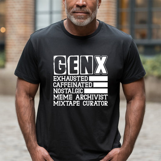 Gen X Nostalgic Mixtapes and Caffeine, Adult T-Shirt