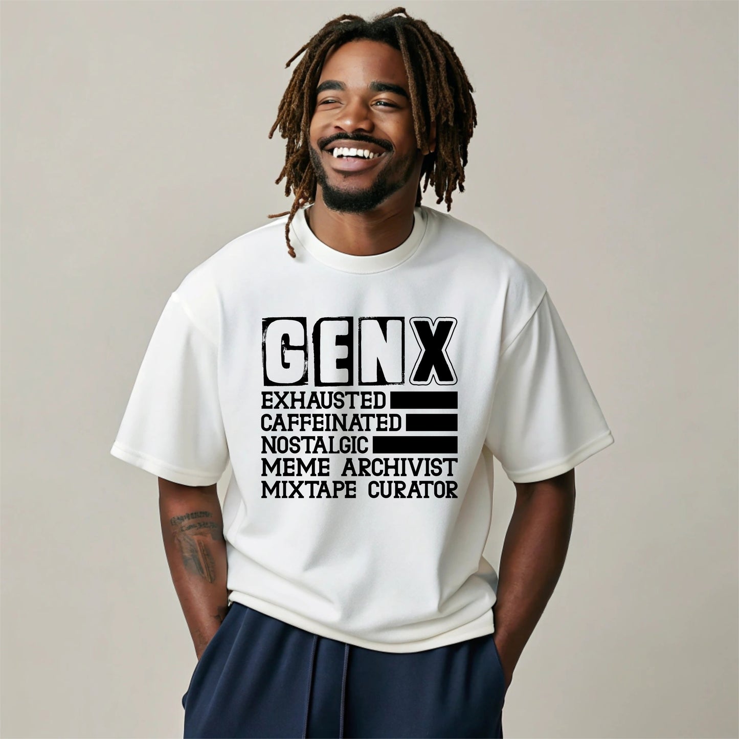 Gen X Nostalgic Mixtapes and Caffeine, Adult T-Shirt