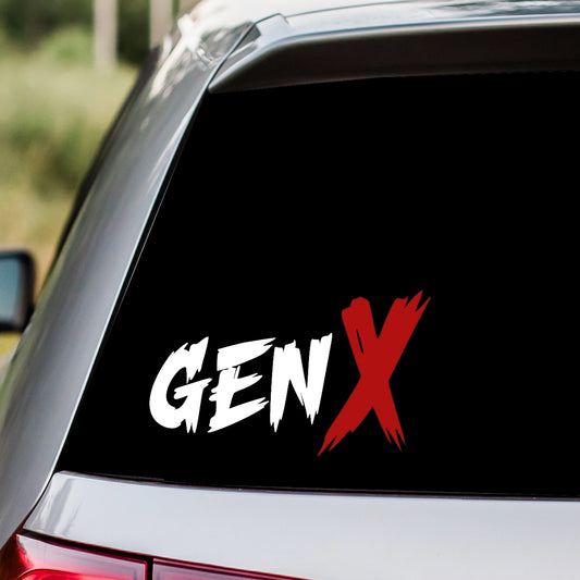 Gen X Grunge Red and White Decal
