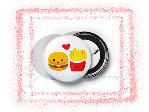 Cute Burger and Fries 1.5" Pinback Button