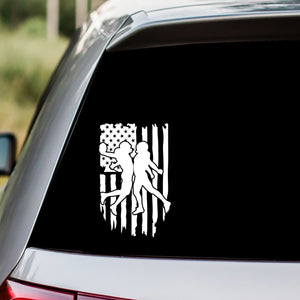 Football Players US Flag Decal Sticker
