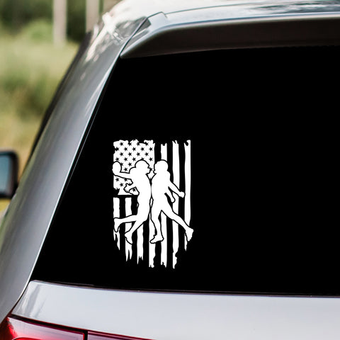 Football Players US Flag Decal Sticker