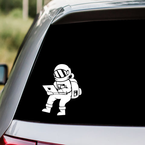 Astronaut with Laptop Decal Sticker