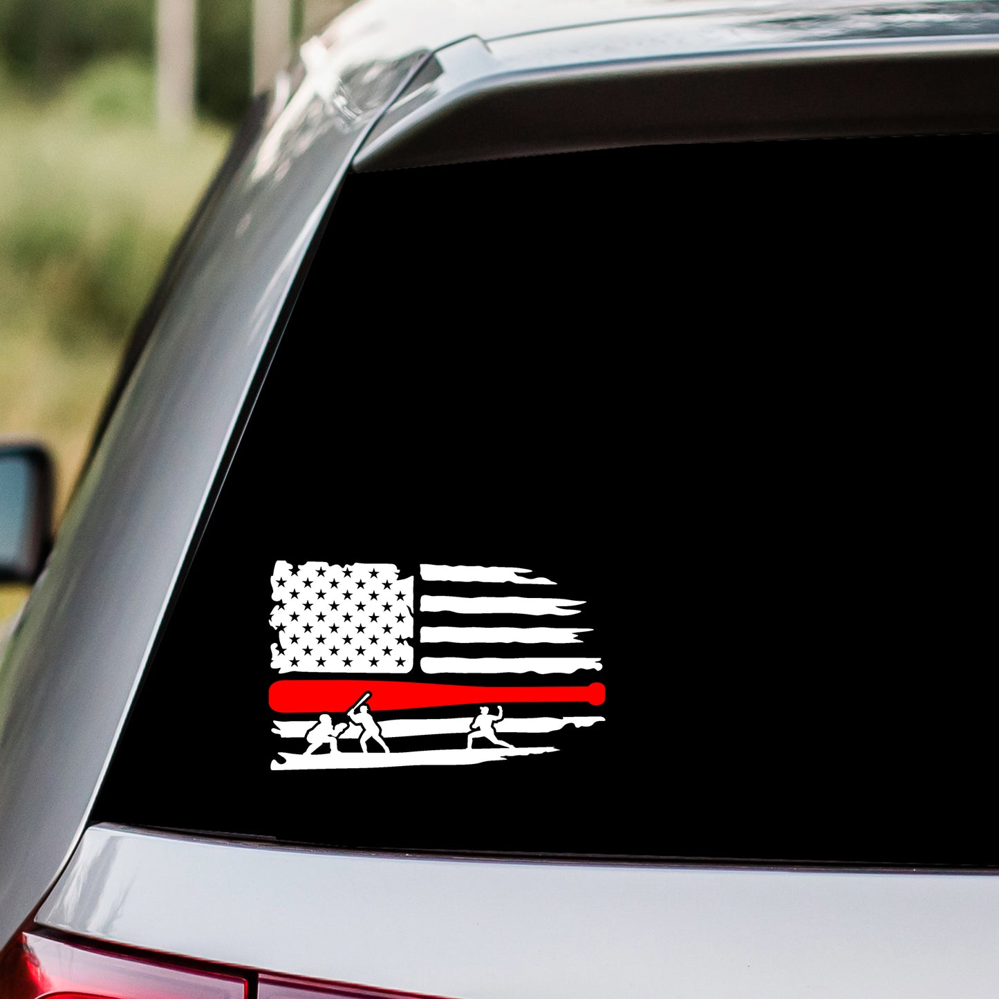 Baseball Players US Flag Decal