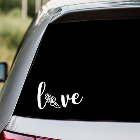 Track and Field Cursive Love Track Decal