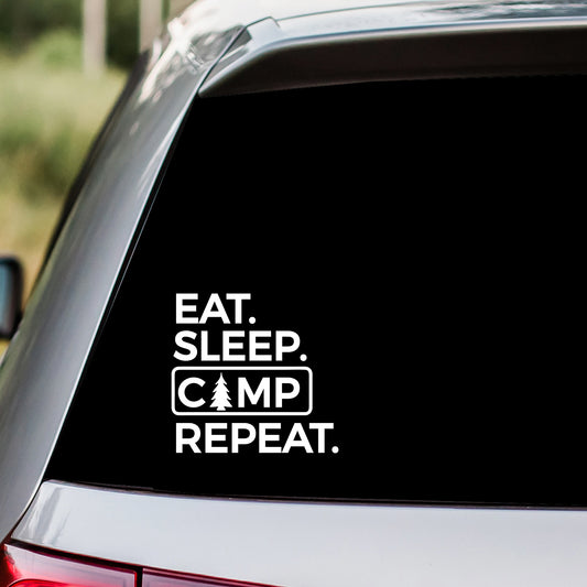 Camp Repeat Eat Sleep Decal