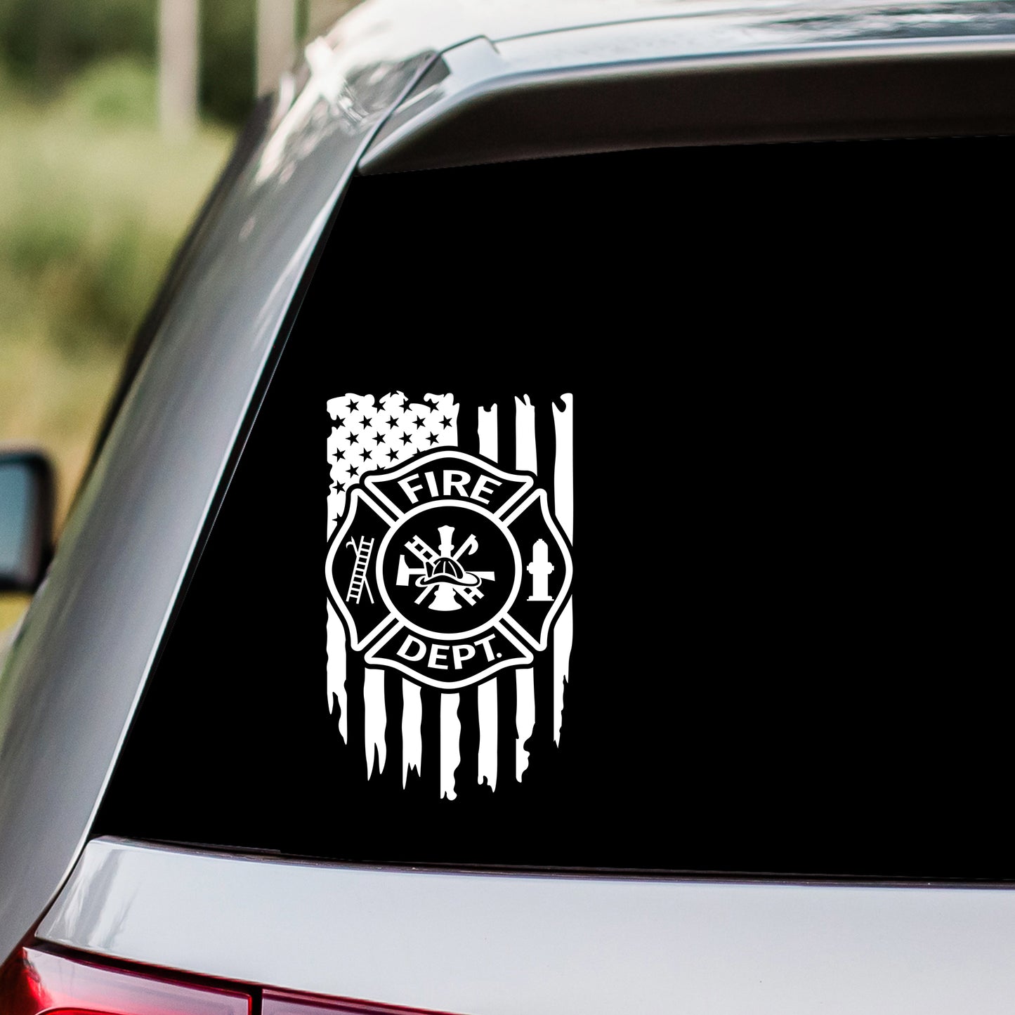 Firefighter Maltese Cross Flag Decal Sticker