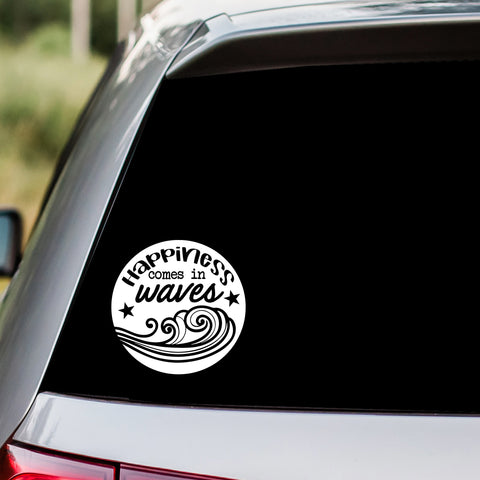 In Waves Happiness Comes Decal