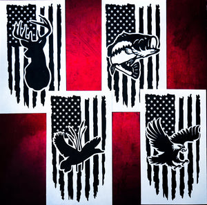 American Flag Hunting Decals