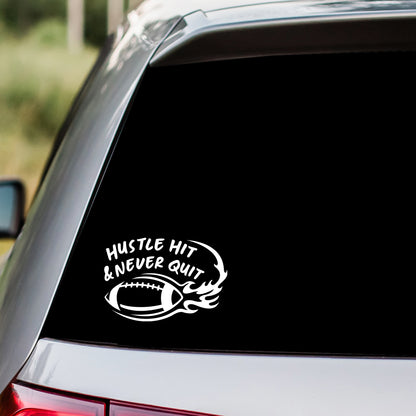 Hustle Hit Never Quit Football Decal Sticker