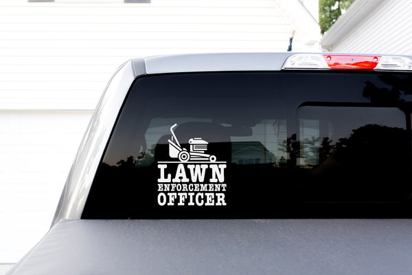 Lawn Enforcement Officer Mowing Decal Sticker