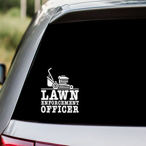 Officer Mowing Lawn Enforcement Decal