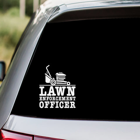 Officer Mowing Lawn Enforcement Decal