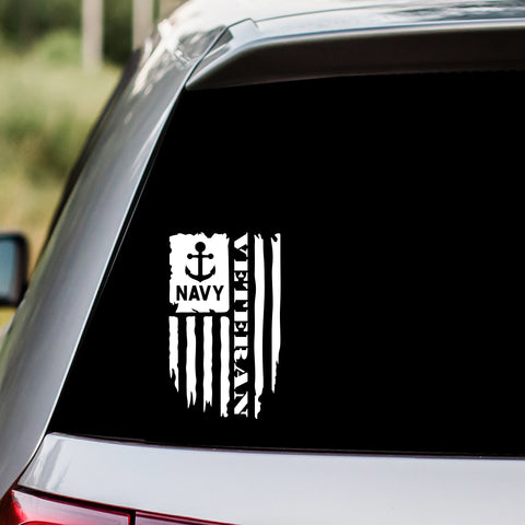 Navy Veteran US Flag Decal Sticker