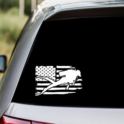 Scuba Diver US Flag Decal Sticker