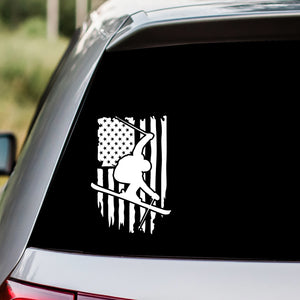 Skiing American Flag Decal Sticker