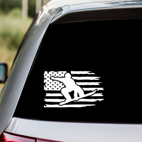 Snowboarder American Flag Decal Sticker