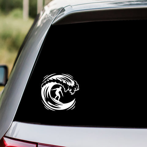 Surfer Riding Wave Decal