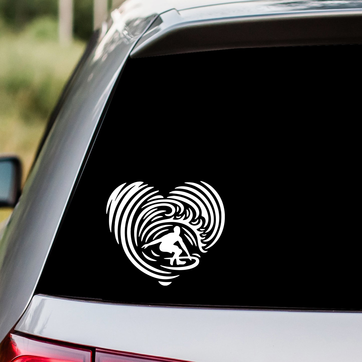 Surfer Wave Heart Decal Sticker