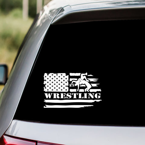 Wrestling American Flag Decal Sticker