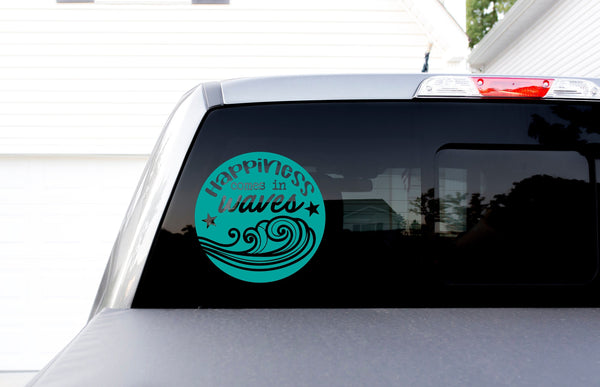 Happiness Comes In Waves Decal Sticker